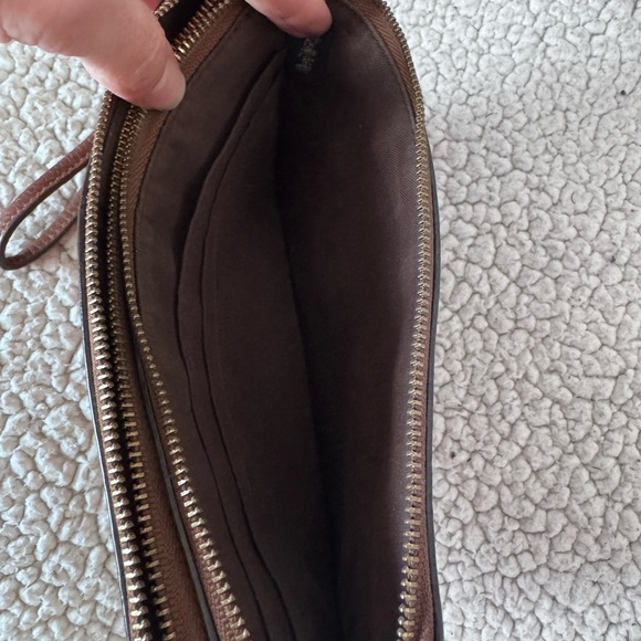 Coach Cognac Brown Leather Double Corner Zip Wristlet Wallet - Picture 6 of 7